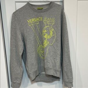 Versace Jeans Collection Gray and Yellow Crewneck Sweater